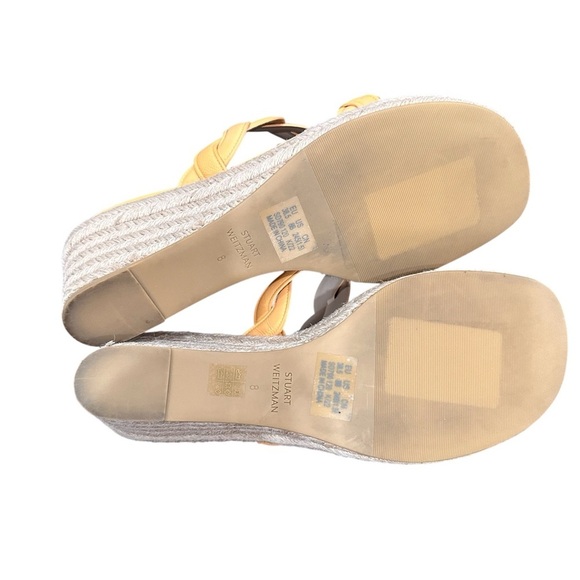 Stuart Weitzman Twist Espadrille Wedge Sandals in Mango Leather Women's 8 - Picture 6 of 6